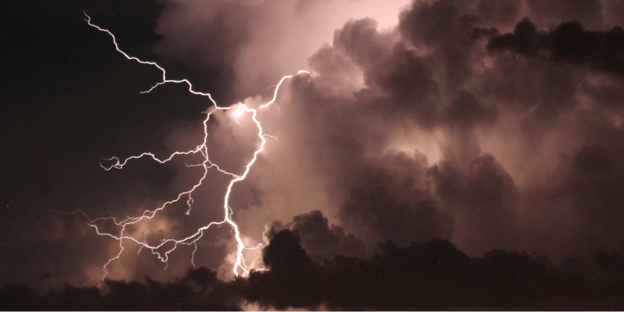 lightning strike on black clouds