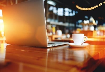 Computer at a Coffee Shop