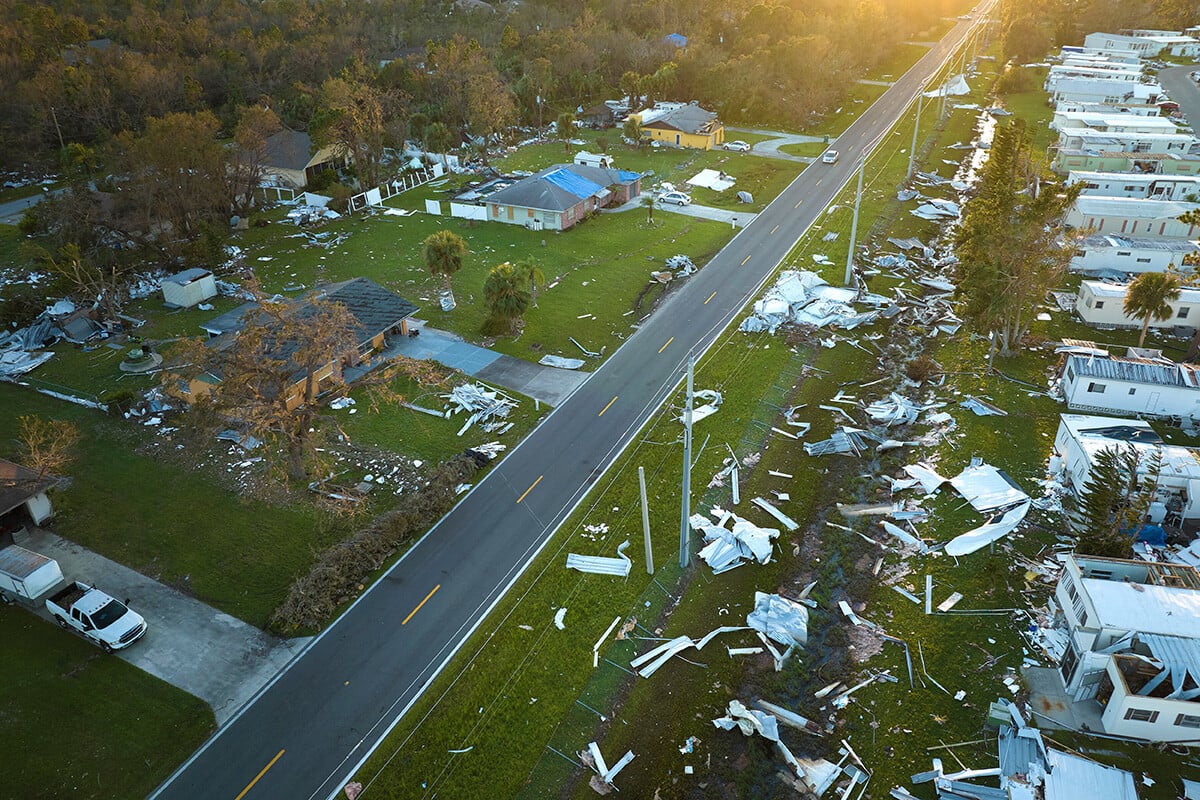 hurricane damage in a neighborhood hurricane damage in a neighborhood